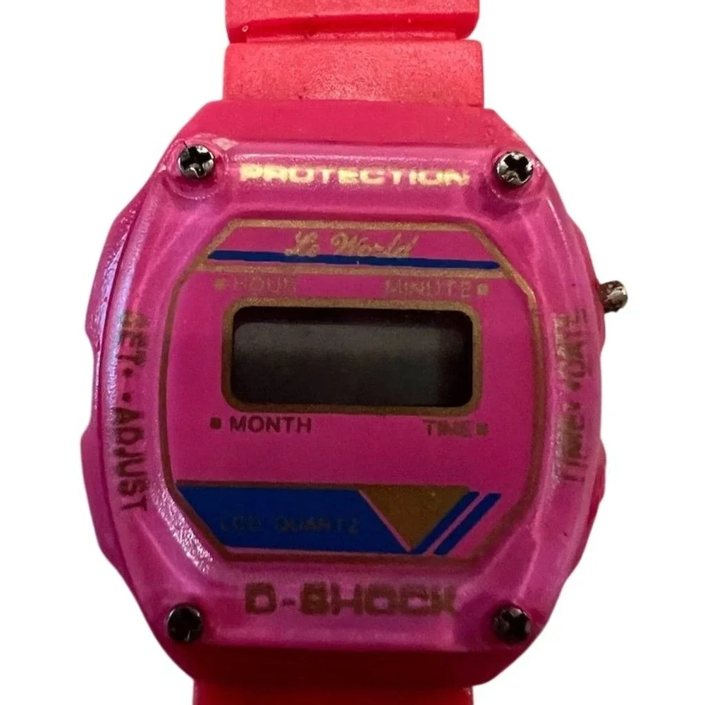 Vintage Le World D-Shock‎ WATCH Unisex Digital Pink Wristwatch Quartz tested